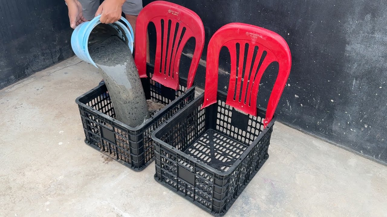 WOW WOW .Plastic chair and cement recycling ideas / how to make unique coffee table in garden