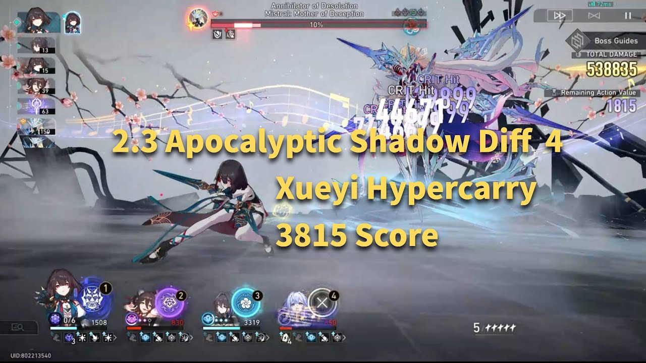 NEW Apocalyptic Shadow Xueyi Hypercarry [3815 score] | Honkai Star Rail 2.3