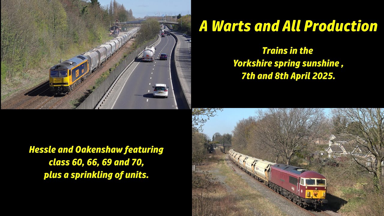 Trains in Yorkshire, Mon 7th & Tue 8th April 2025. 60076 at Hessle and 69009 Monk Bretton.