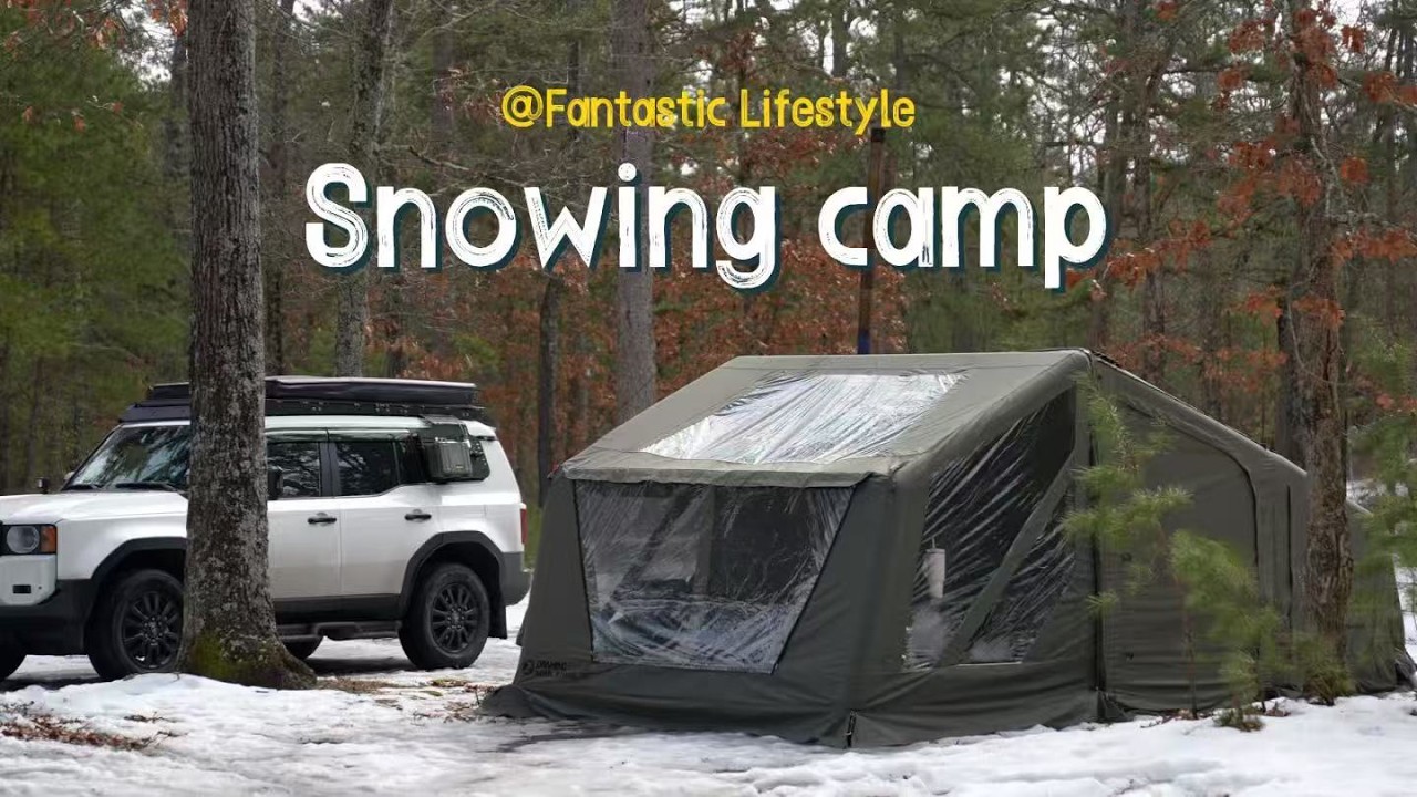 Snow camping IN new jersey , experience the new inflatable warm tent