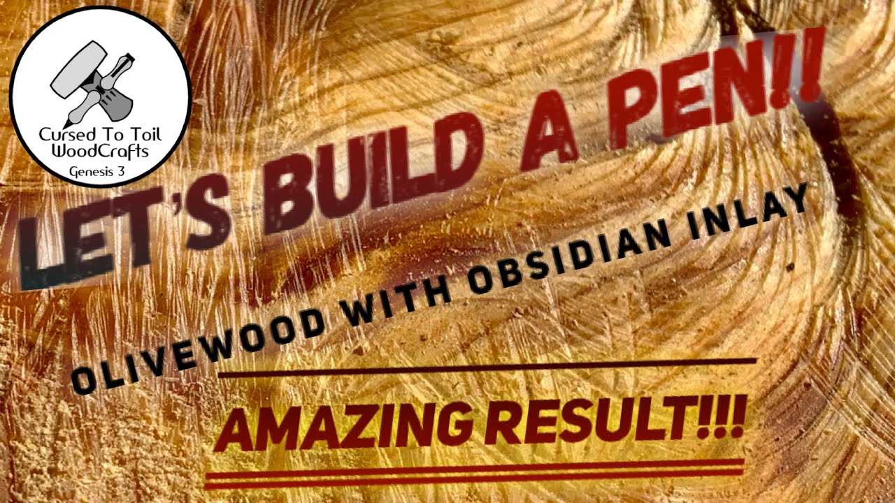 OliveWood Pen w/ Obsidian Inlay