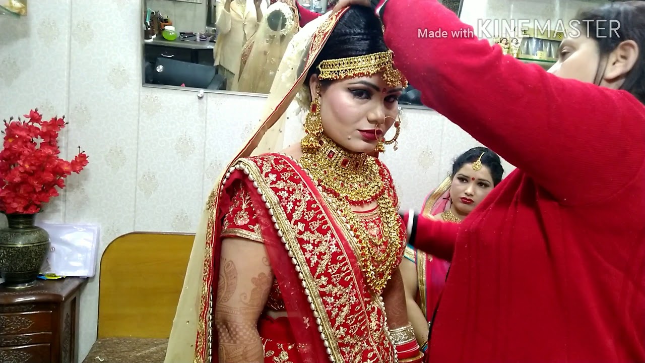 Real Bridal Double Dupatta setting In Hindi