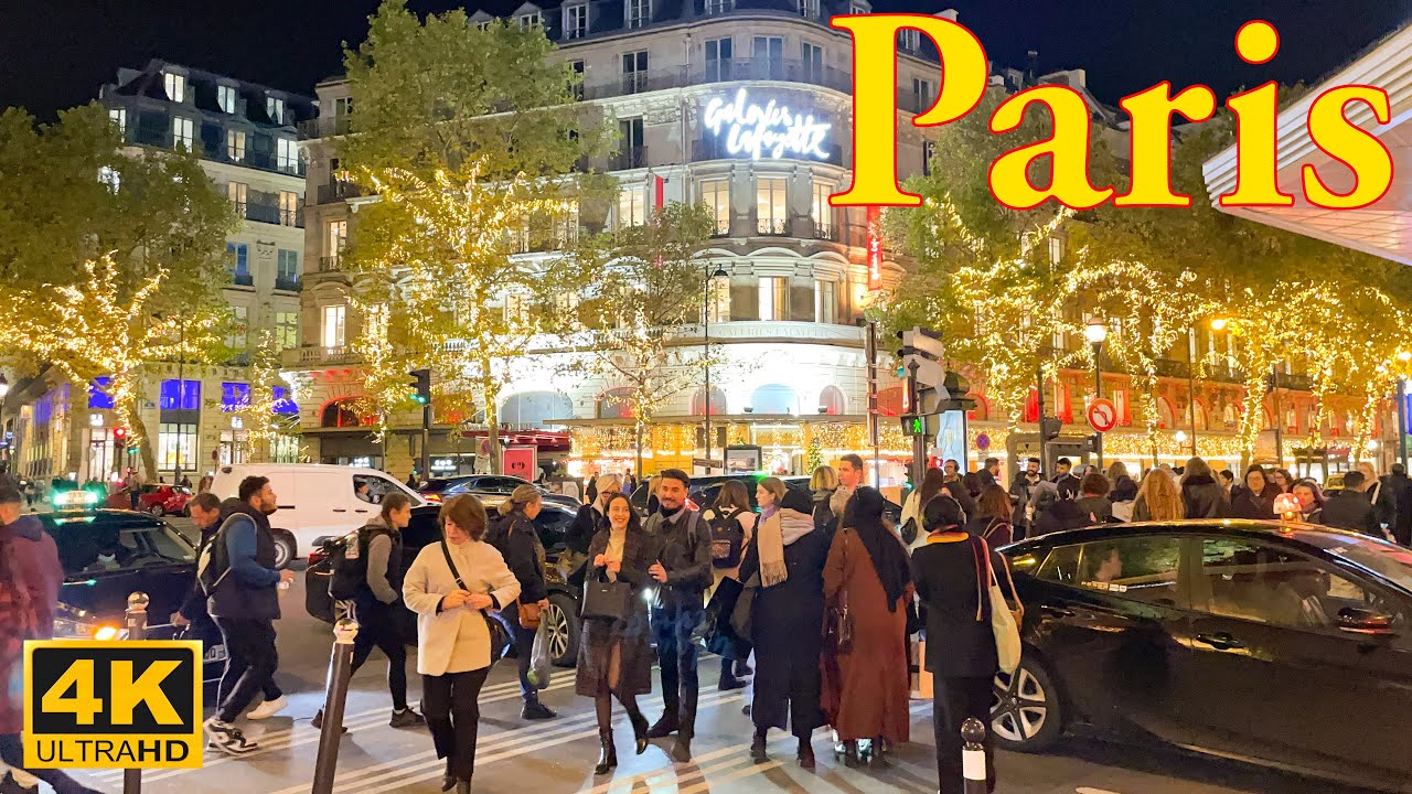 Paris , France  🇫🇷 - Christmas Lights 2022 Galeries Lafayette - 4K  | Paris 4K | A Walk In Paris