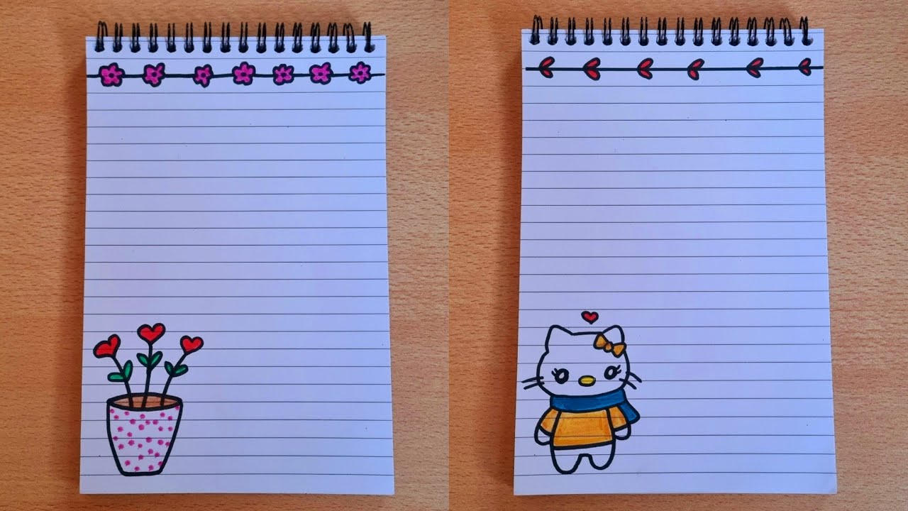 تزيين الدفاتر/تزين الدفتر برسومات سهلة ولطيفة/رسم سهل/تعليم الرسم
