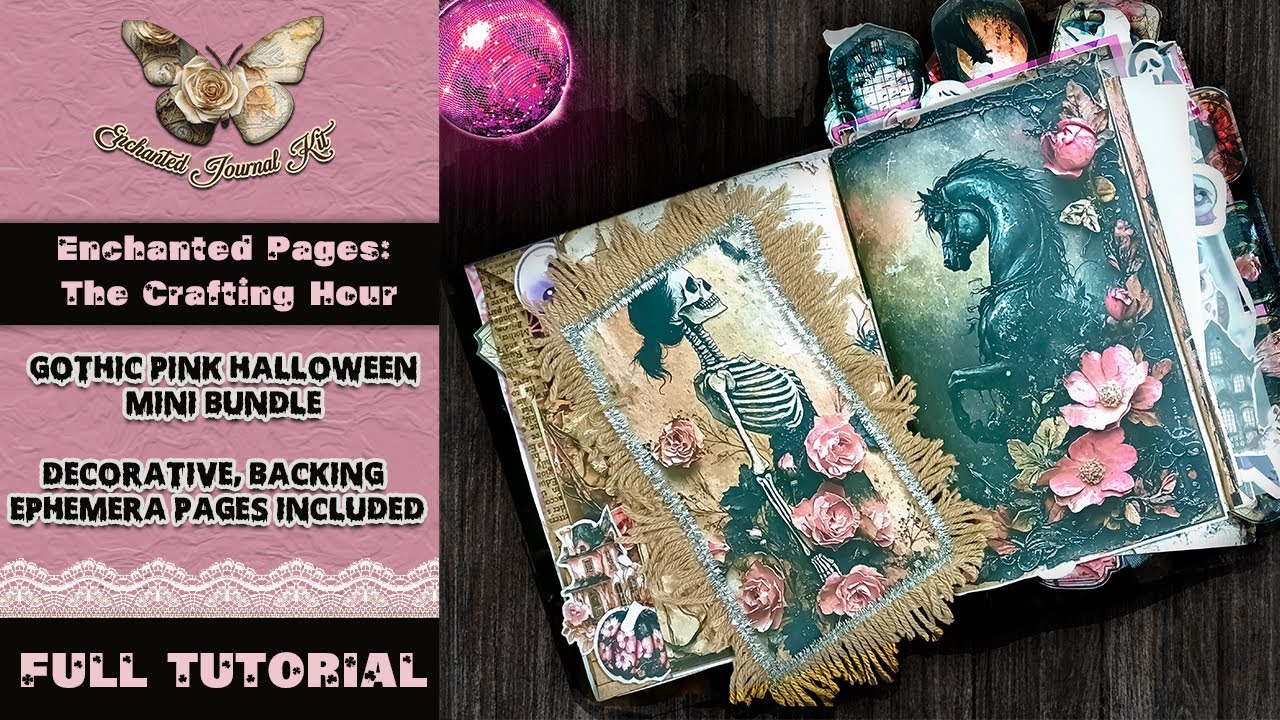 Gothic Junk Journal Tutorial | Goth Halloween DIY | Pink Halloween Journal Flip Through | Etsy Craft