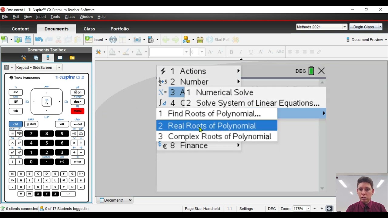 TI Nspire Solving Quadratic using Polyroots