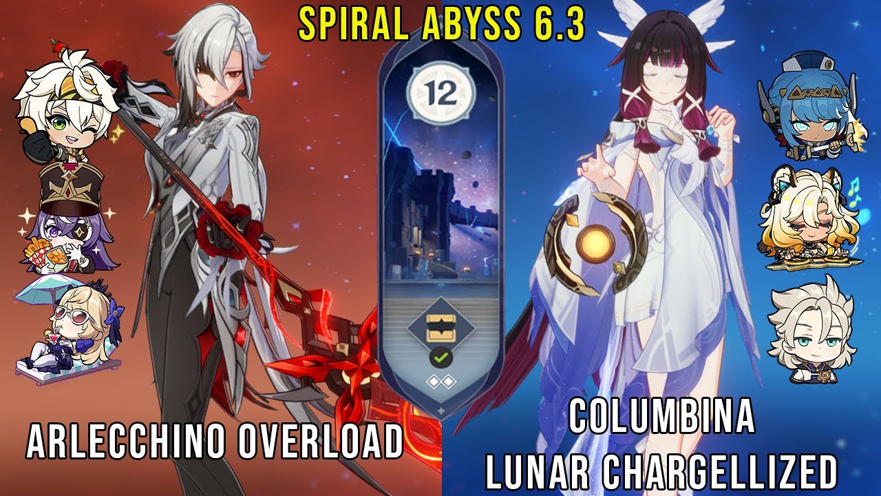 C0 Arlecchino Overload and C0 Columbina Chargellized | Genshin Impact Abyss 6.3 Floor 12 9 Stars