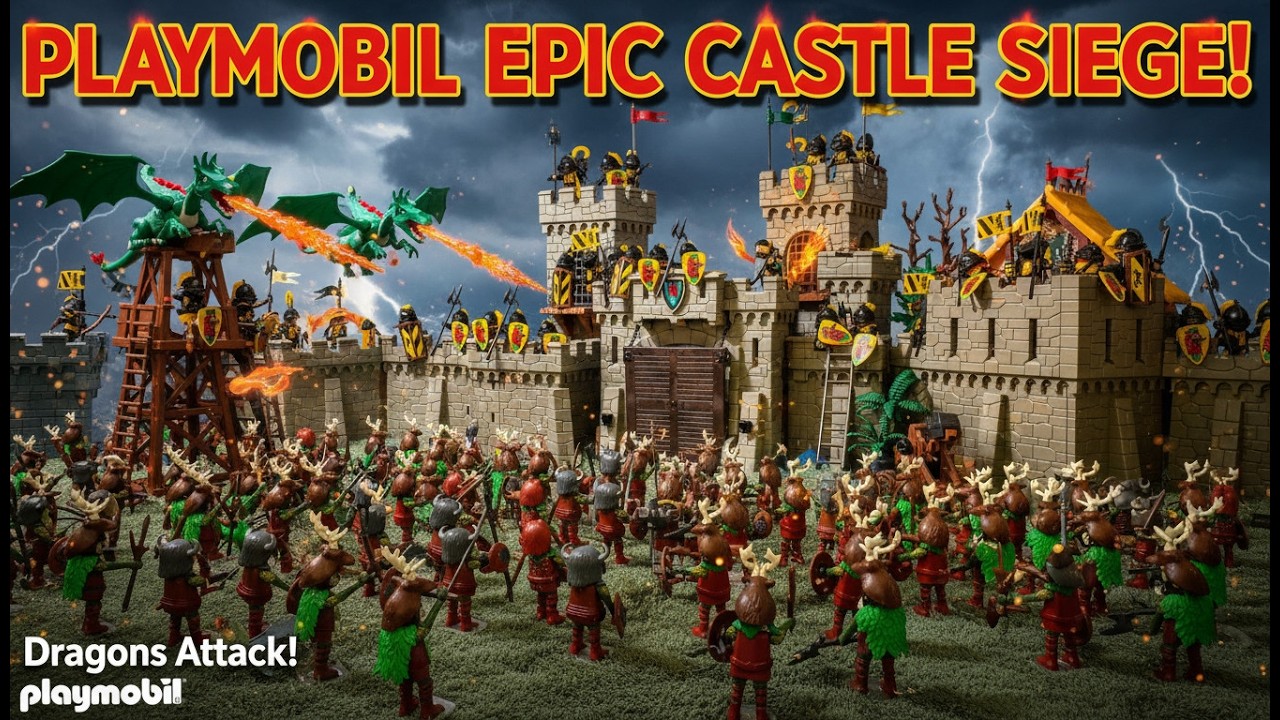 Playmobil Stop motion film - Defend the castle from the Goblins and the Dragon! Part 2