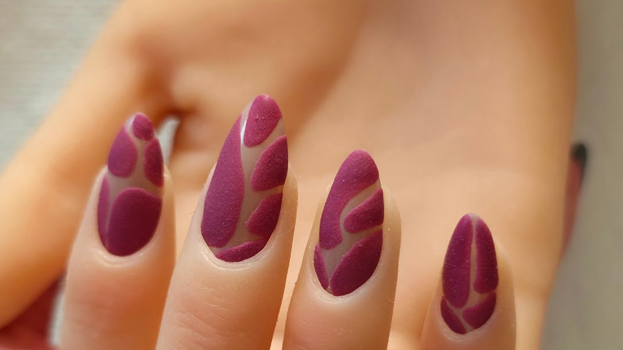 💜Matte Burgundy Nails with Abstract Design 💜