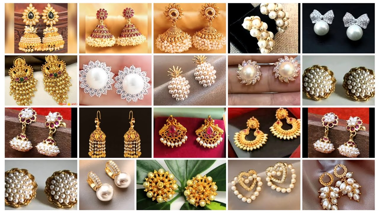 Latest Pearl Earrings Designs | ಮುತ್ತಿನ ಓಲೆ | Pearl Earring Collection 2024|#viral #jewelry#gold#new