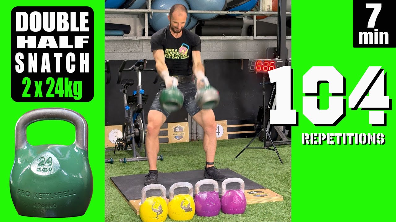 104reps DOUBLE HALF SNATCH 2 x 24kg in 7min by Denis Vasilev