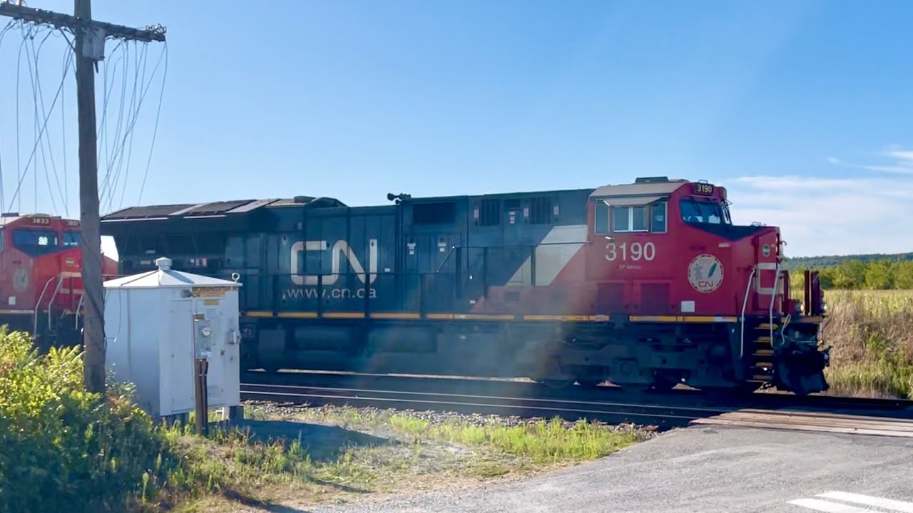 Eastbound: CN 3190 & CN 3833 pulling mixed freight | CN Kingston Sub | Sept. 20, 2025
