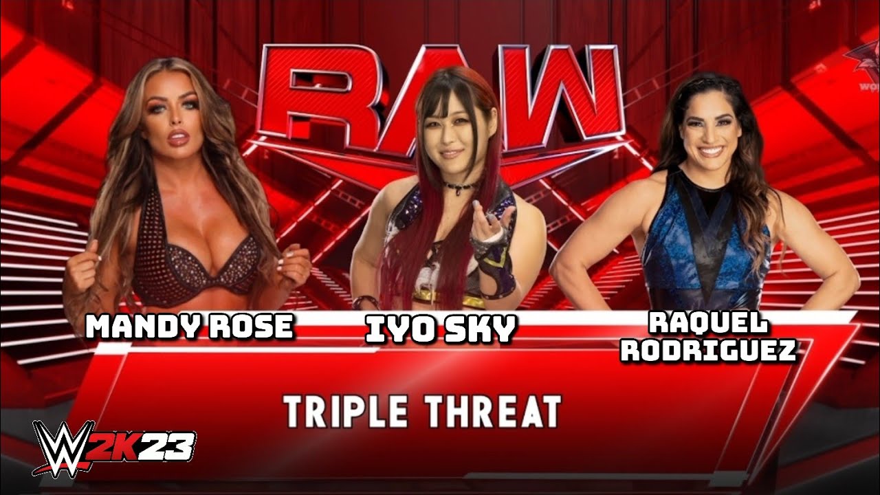Mandy Rose vs Iyo Sky vs Raquel Rodriguez - Triple Amenaza - Raw - WWE 2K23