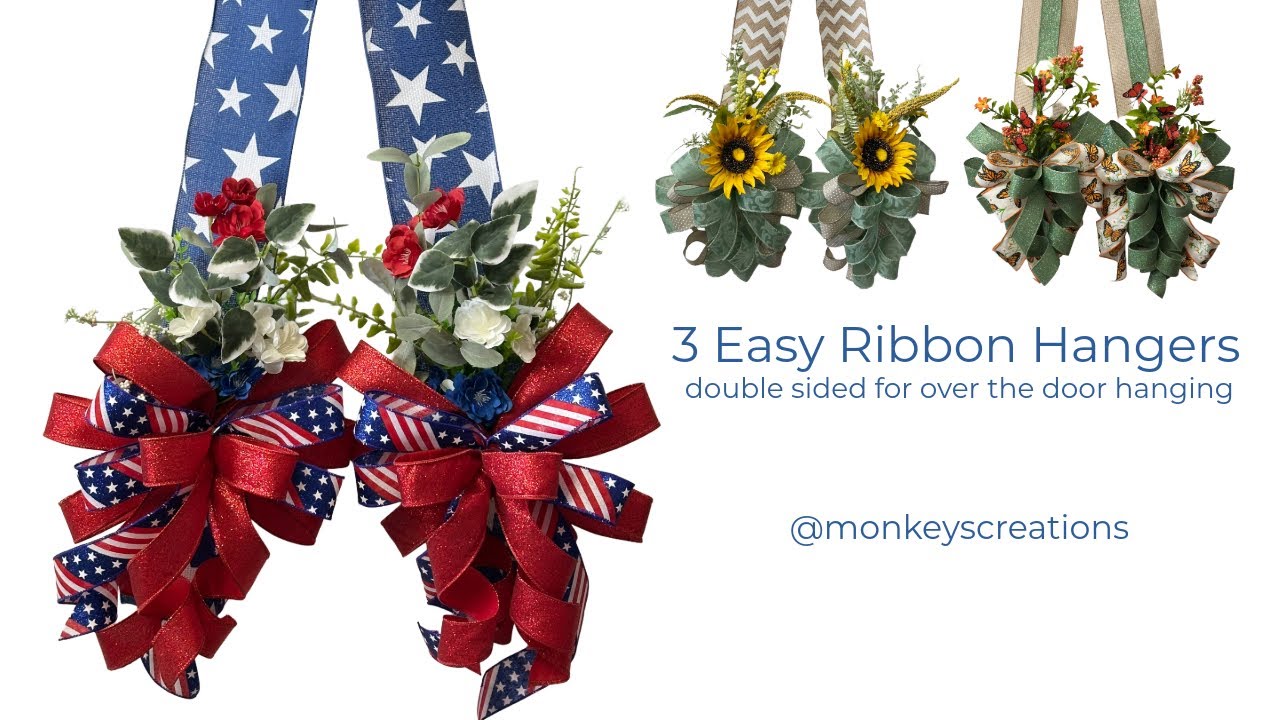 3 Styles: Double Sided Over the Door Ribbon Hangers #homedecor #ribbon