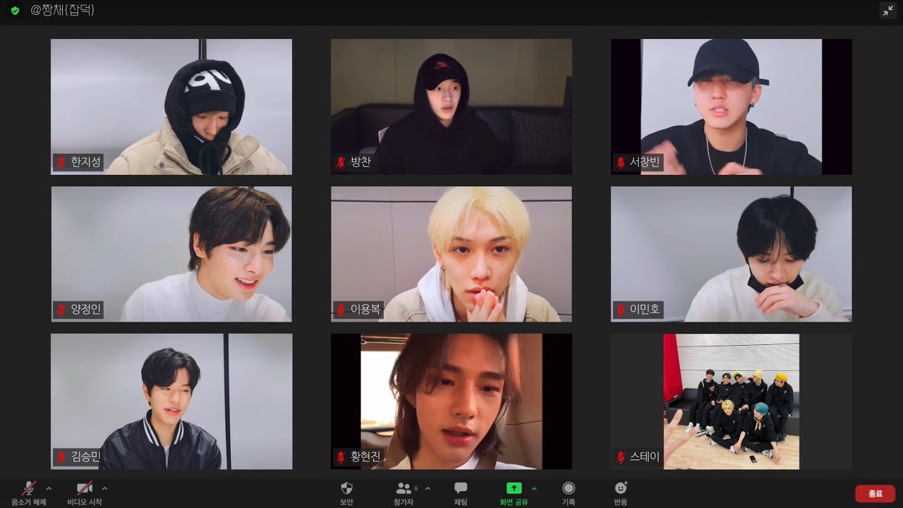 [스트레이키즈] 각자 할일 하는 스키즈 동아리 줌 시간 | ZOOM with StrayKids | STUDY WITH ME (ft. 캔들 타는 소리)