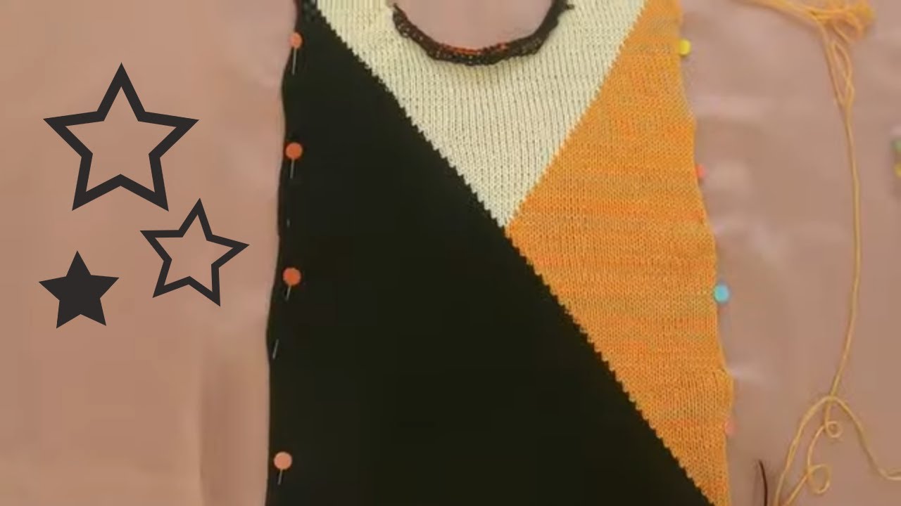 suspenso em 3 cores feito em máquina de tricô