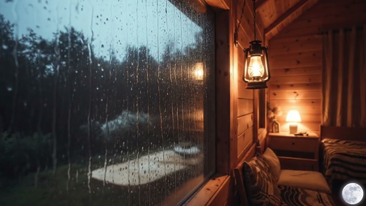 Rain Retreat Series #2 🌧️ Heavy Night Rain on Cabin Window 3 Hours