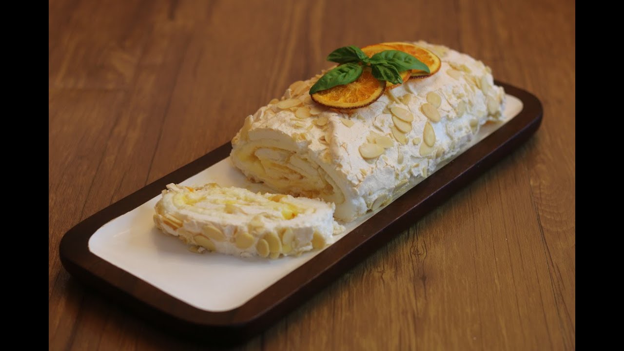 Orange Curd 🍊  Meringue Roulade