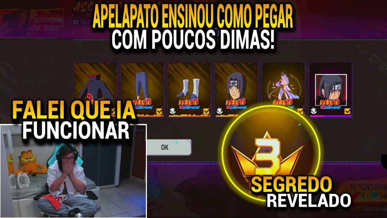 APELAPATO ENSINOU COMO PEGAR O ITACHI MUITO FÁCIL NO TORRE DE TOKENS DO FREE FIRE, SEGREDO DO PRIME!