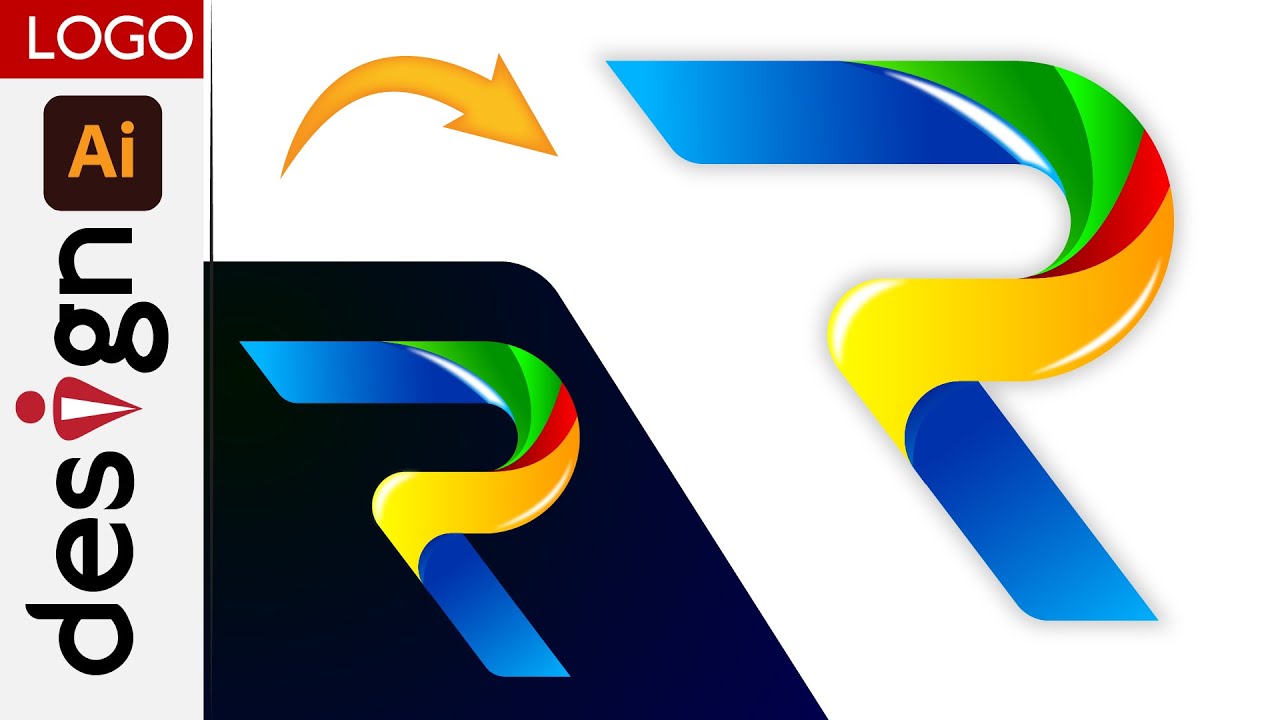 Modern Gradient Logo Design Letter R In Adobe Illustrator