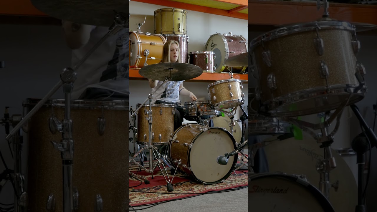 1965 Slingerland Champagne Sparkle 14x18 8x12 and 14x14 Drum Set #drumkit #drums #drummer #drumming