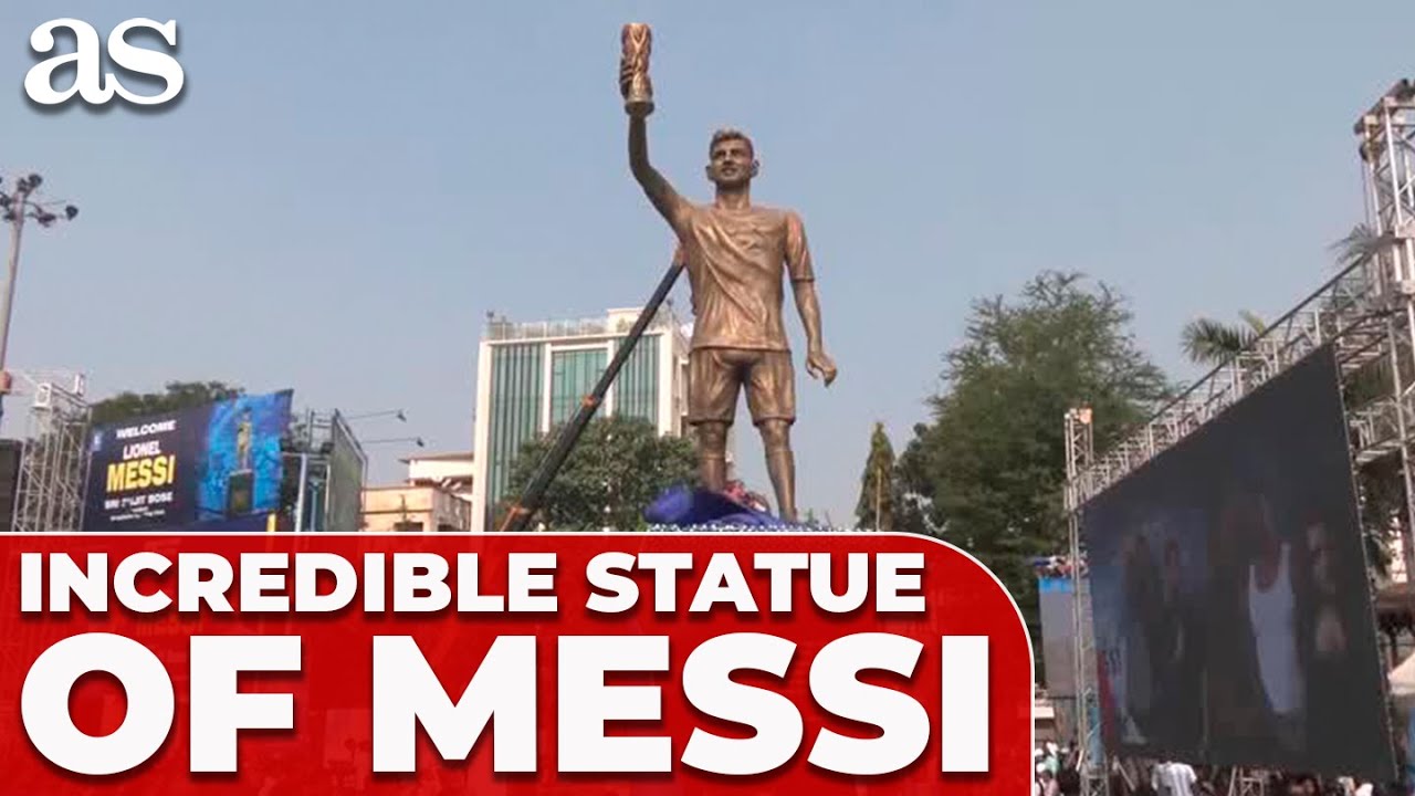 INCREDIBLE MESSI's 70-foot tall STATUE unveiled in India’s Kolkata