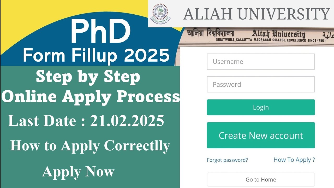 Aliah University PhD Form Fillup 2025 // Step by Step Online Apply Process
