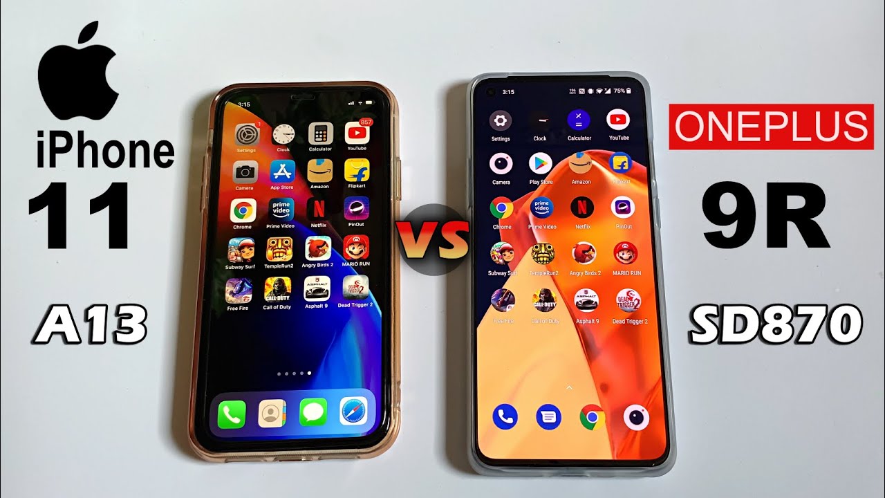 iPhone 11 vs OnePlus 9R Speed Test 🔥| Which is Best in 2021? A13 Bionic vs Snapdragon 870 (HINDI)
