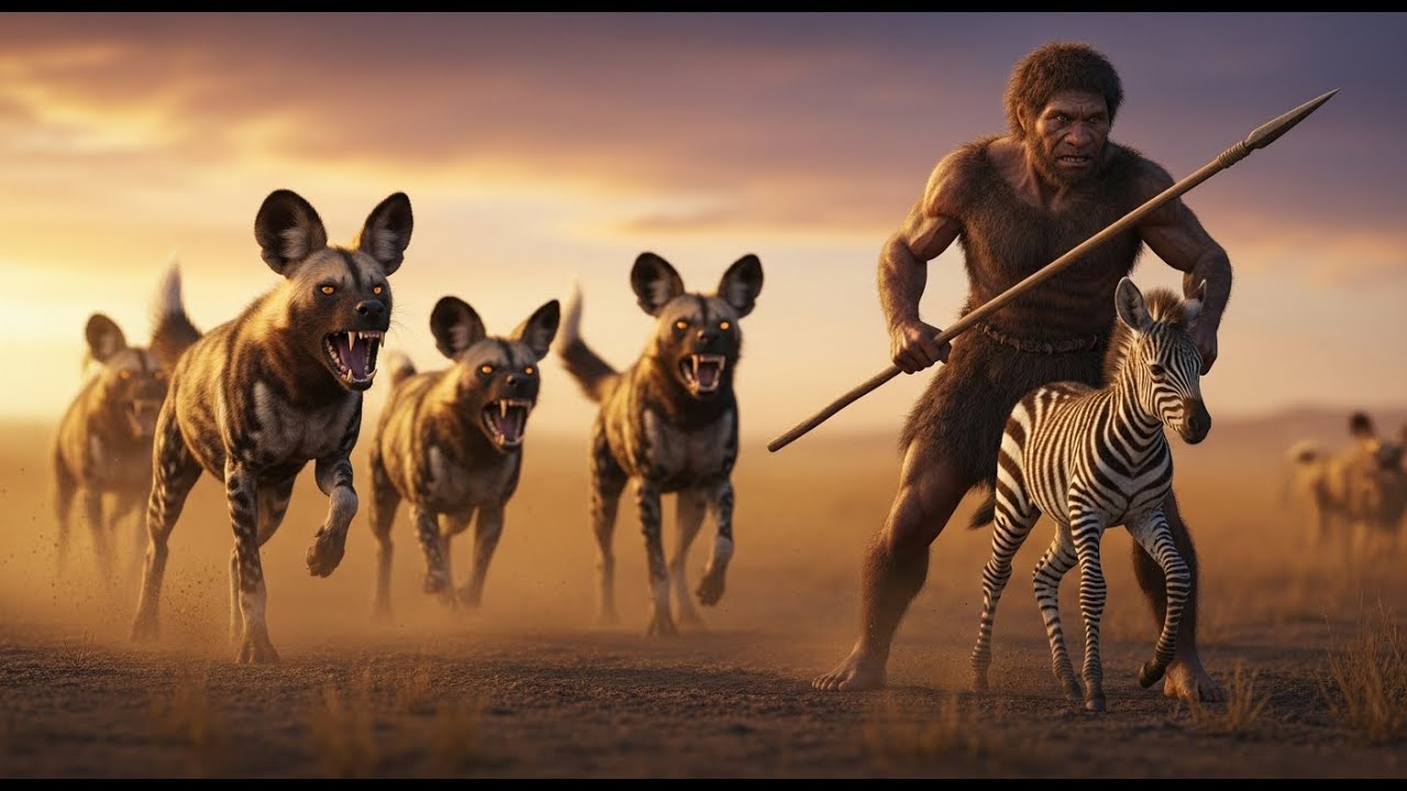Life 2 Million Years Ago | Homo Erectus Rescues a Zebra Foal from African Wild Dogs