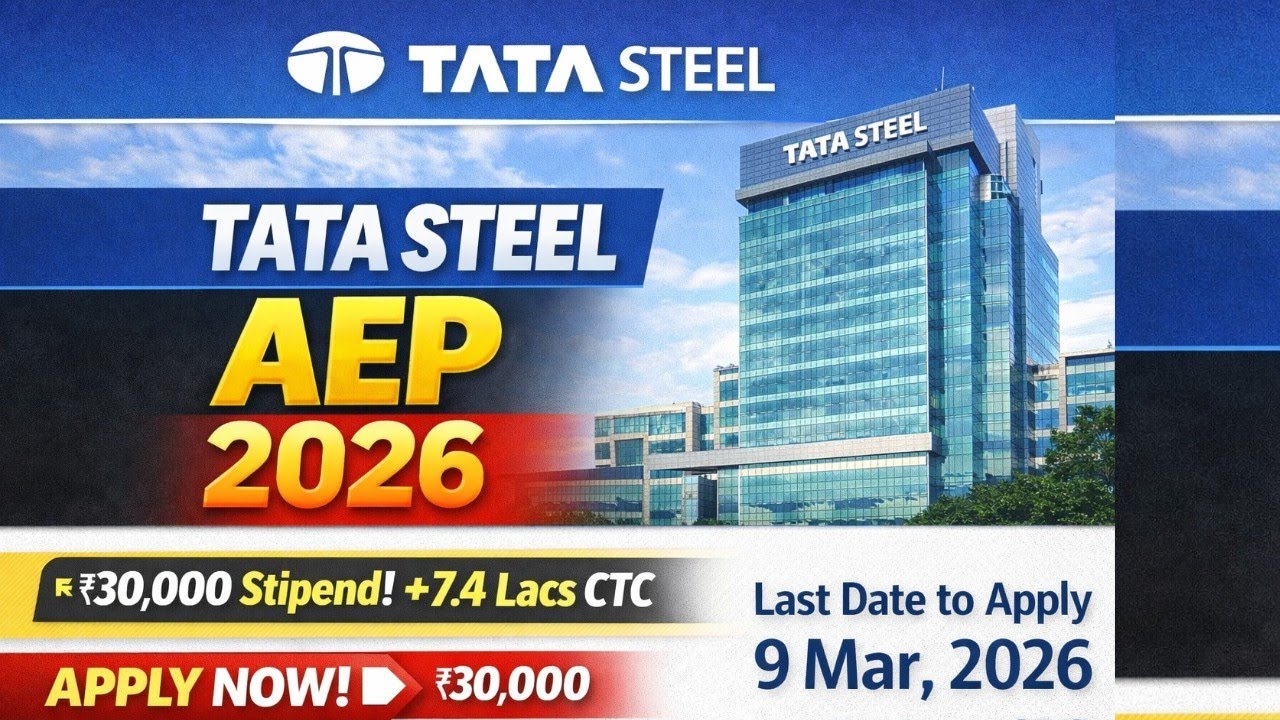 Tata Steel Off Campus 2026 | Civil Mechanical Electrical Chemical Jobs | ₹30K Stipend + 7.4 LPA
