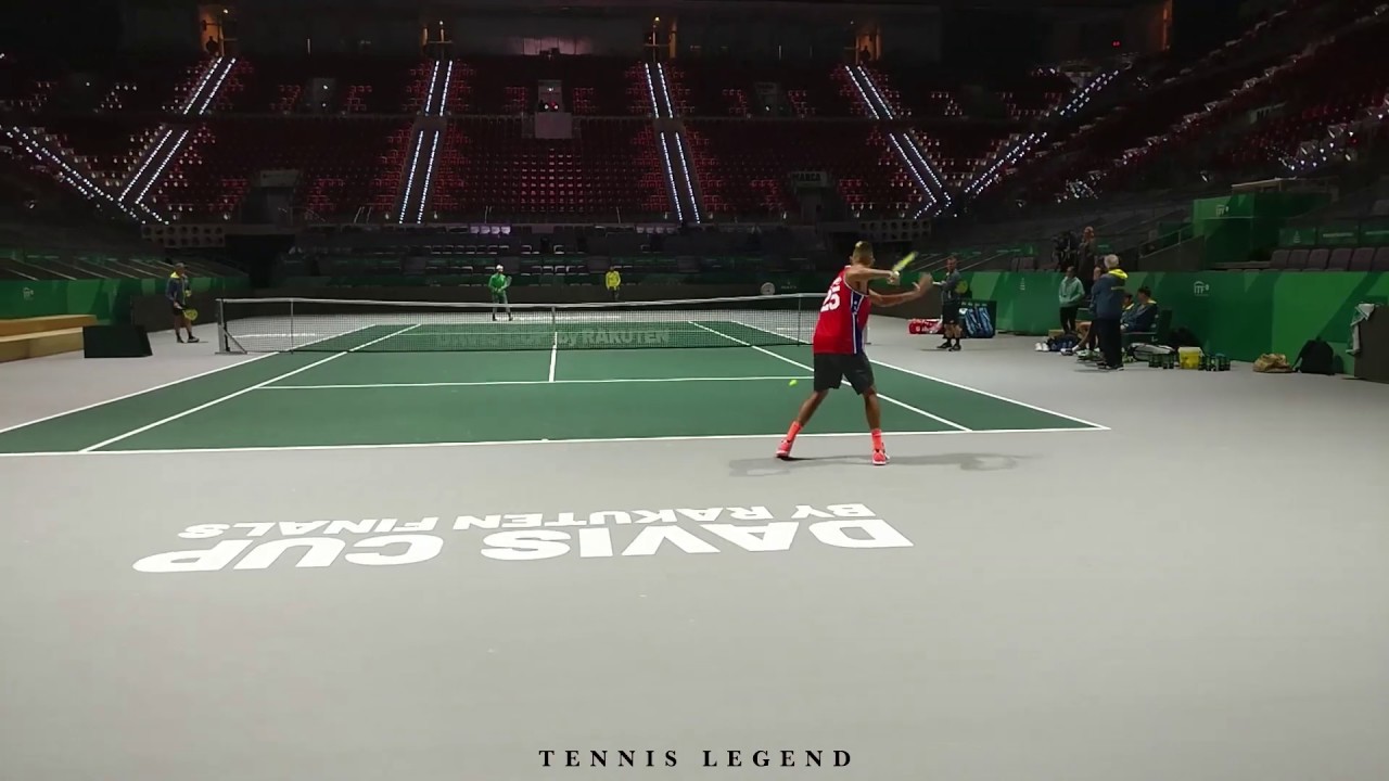 Kyrgios vs. Thompson : Best practice points (Davis Cup Finals 2019 - Court Level View)
