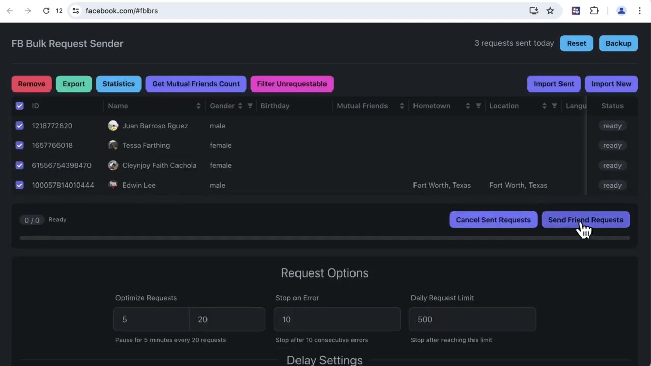 How to Send Bulk Friend Requests on Facebook Using FB Friend Requests Sender?
