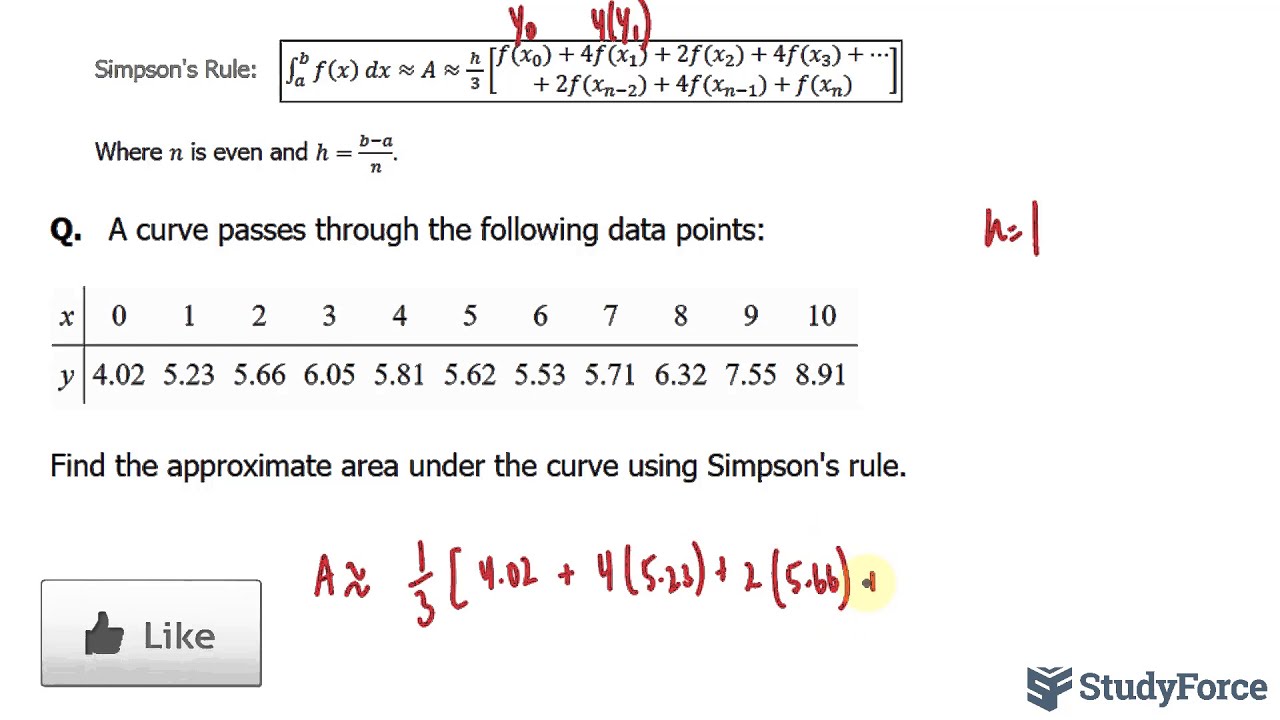 📚 How to find the area using the Simpson's Rule (Question 1)
