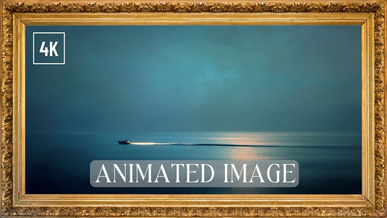 Night Ocean Serenity: Animation Frame Art TV Screensaver | Oled screensaver 4K | Music