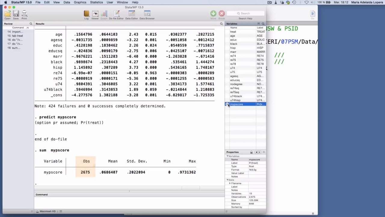 Application PSM avec Stata