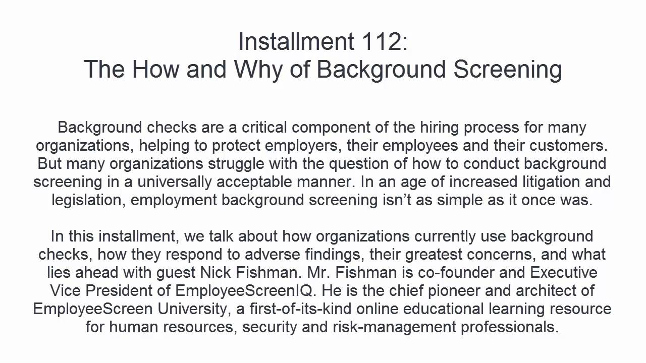 The How and Why of Employee Background Screening