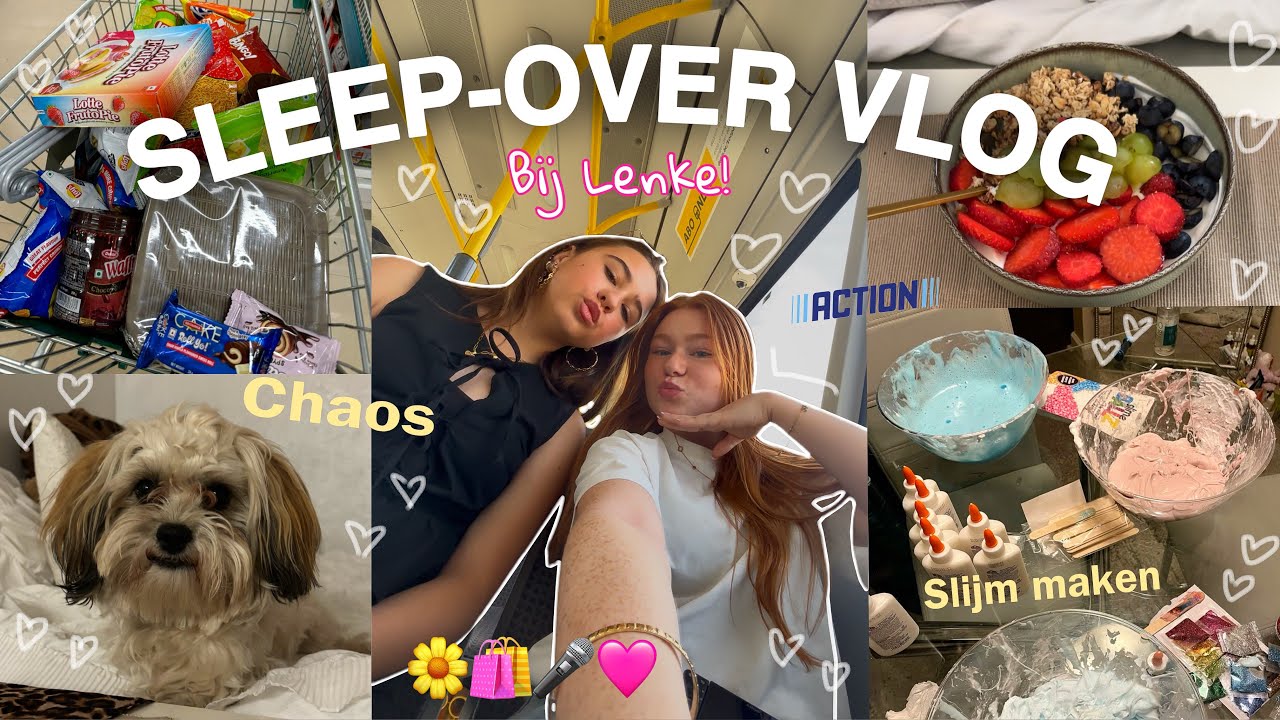 SLEEP-OVER BIJ MIJN NICHT! 🩷 VLOG! chaotisch* | slijm maken, shoppen, eten …