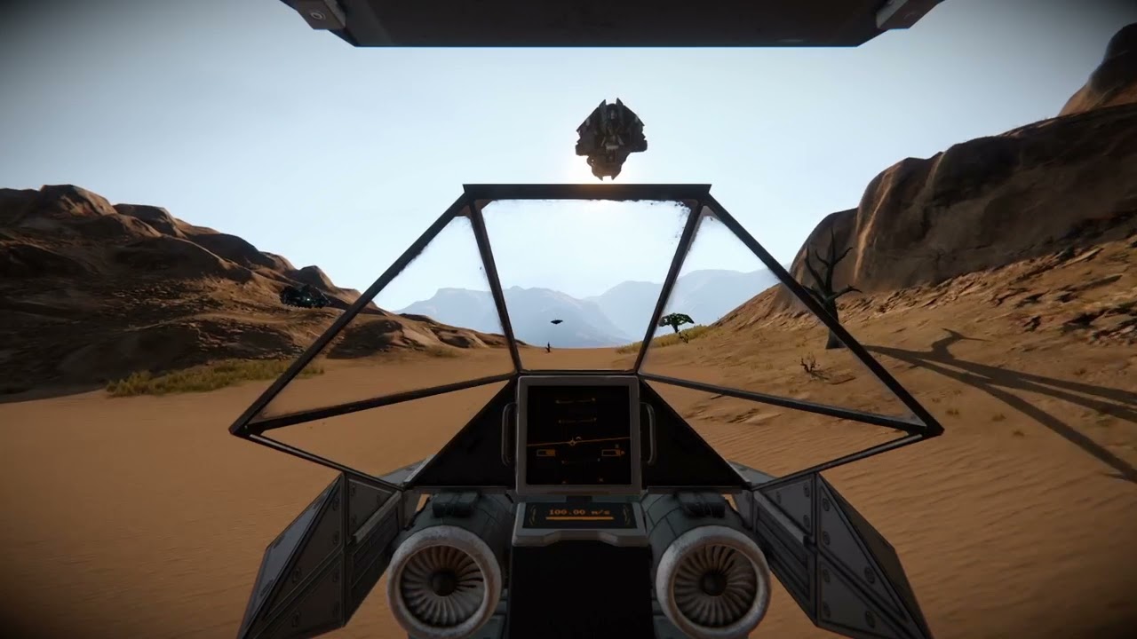 Speeders and a fighter jet on Pertam - Space Engineers Replay Tool
