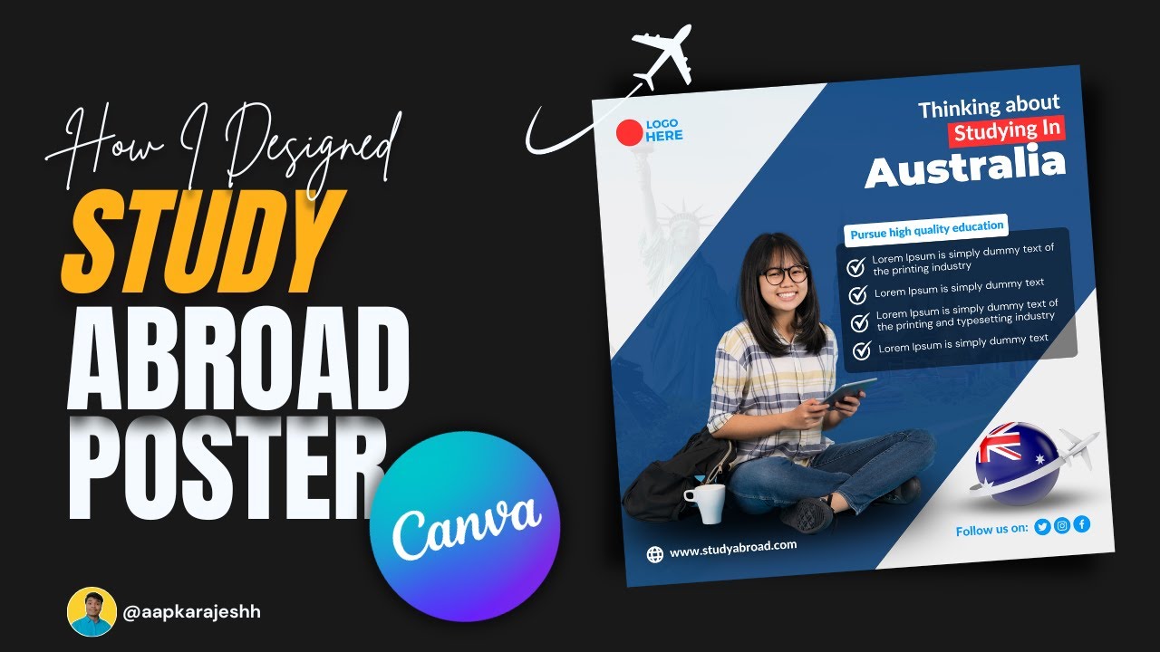 Poster Design With Canva | Flyer Design | Study Abroad Design || Rajesh