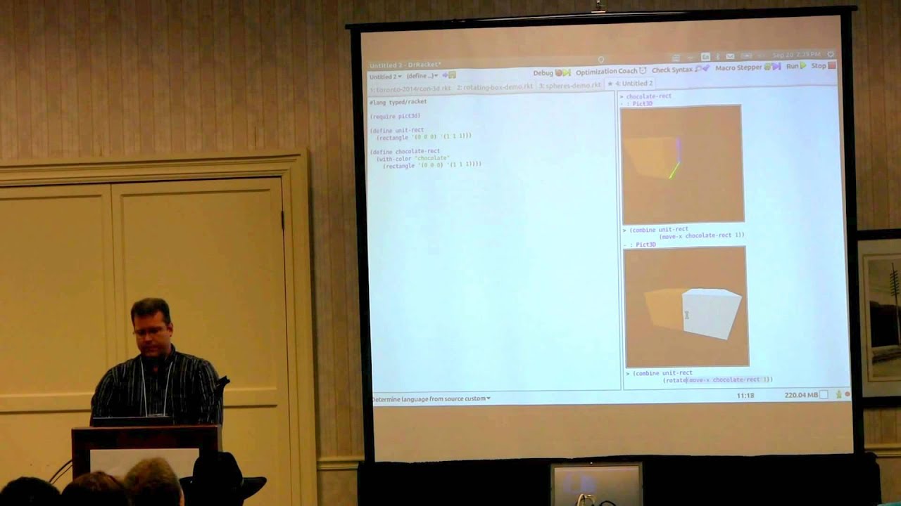(fourth RacketCon): Neil Toronto — Purely Functional 3D in Typed Racket