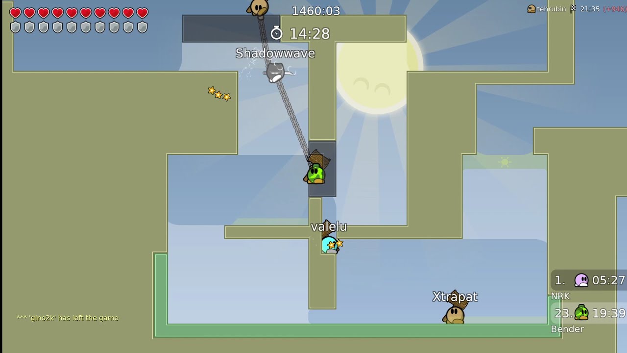 Teeworlds DDRace MultEasyMap in 19 minutes