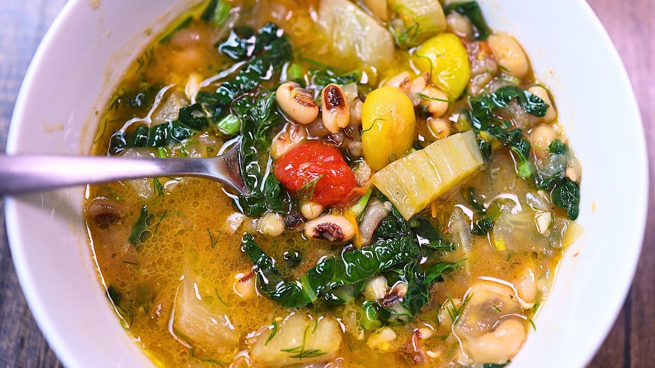 Instant Pot Ikarian Longevity Stew | Blue Zones Diet | Black-Eyed Peas, Fennel, Tomato & Dill Stew