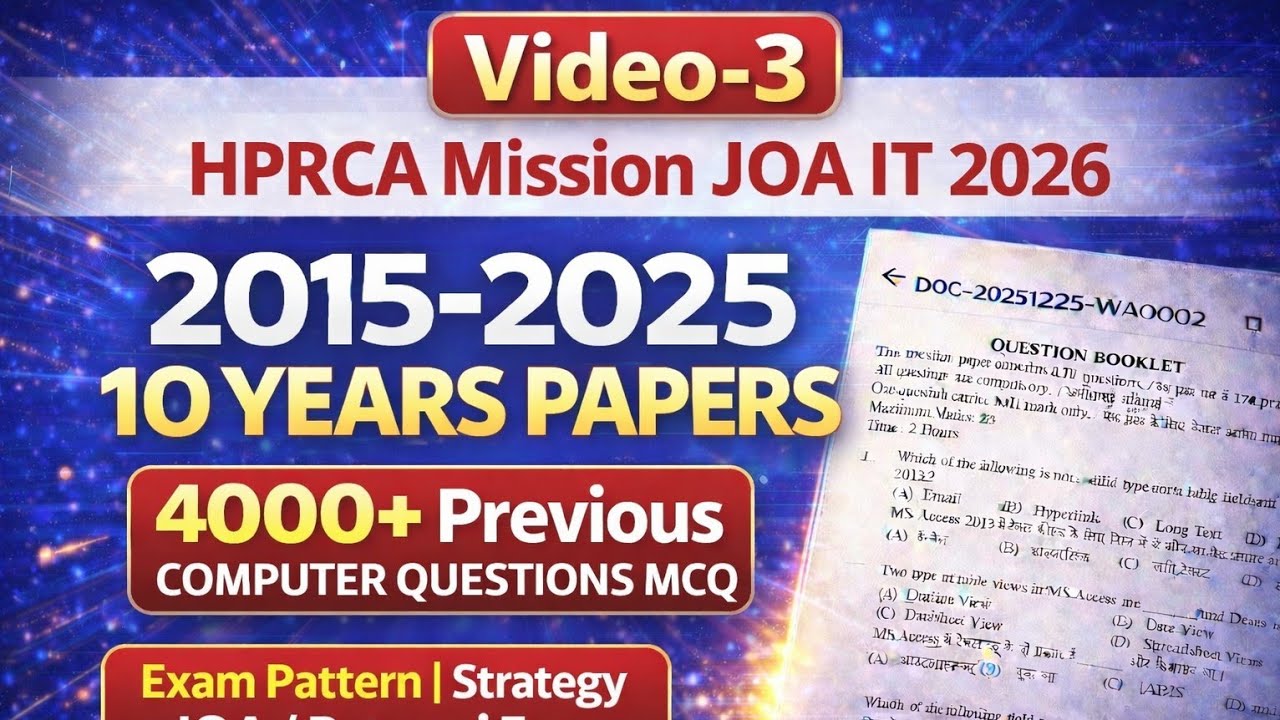 Video-3 | HPRCA JOA IT 2026 | 2015–2025 solved Computer Previous Papers ₹999 Course final answer key