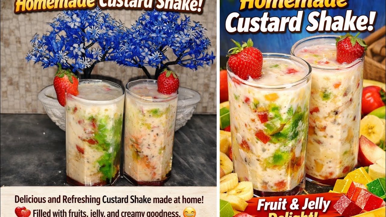 Creamy Fruit Custard Shake Recipe | Homemade Custard Milkshake | Easy Summer Drink