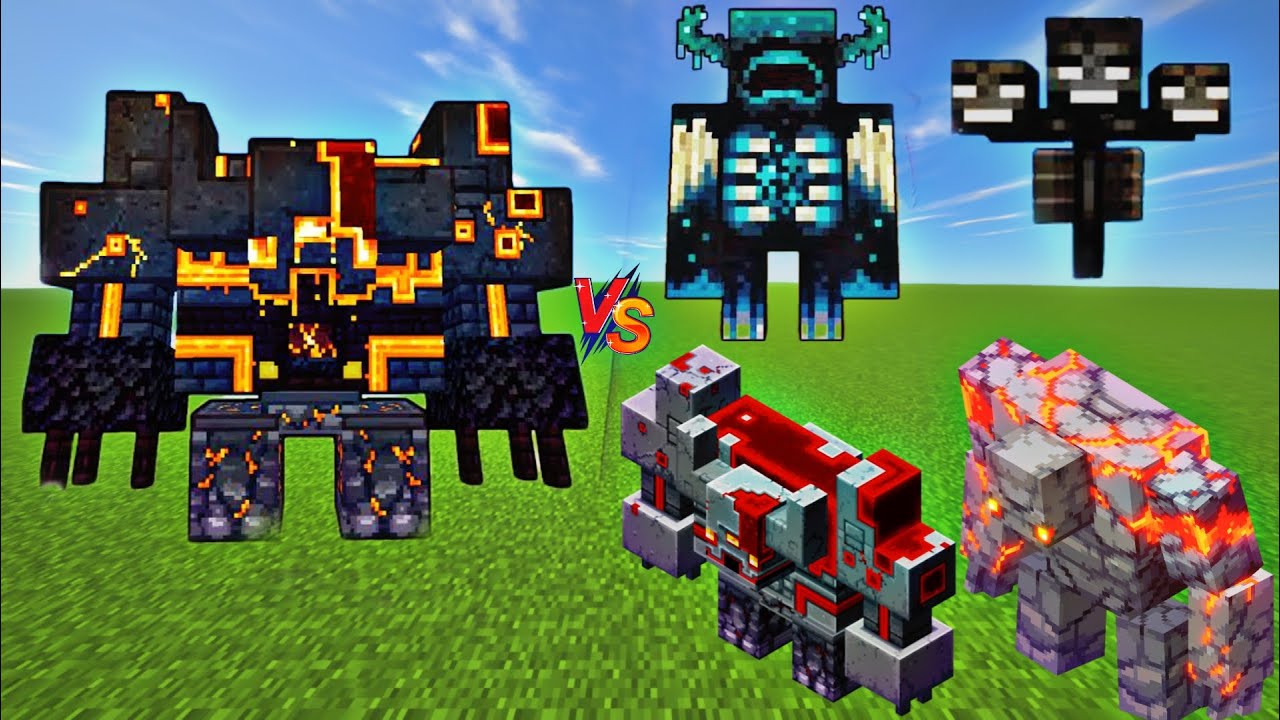 Netherite Monstrosity Vs Minecraft Bosses - Warden & Wither & Redstone Monstrosity & Redstone Golem