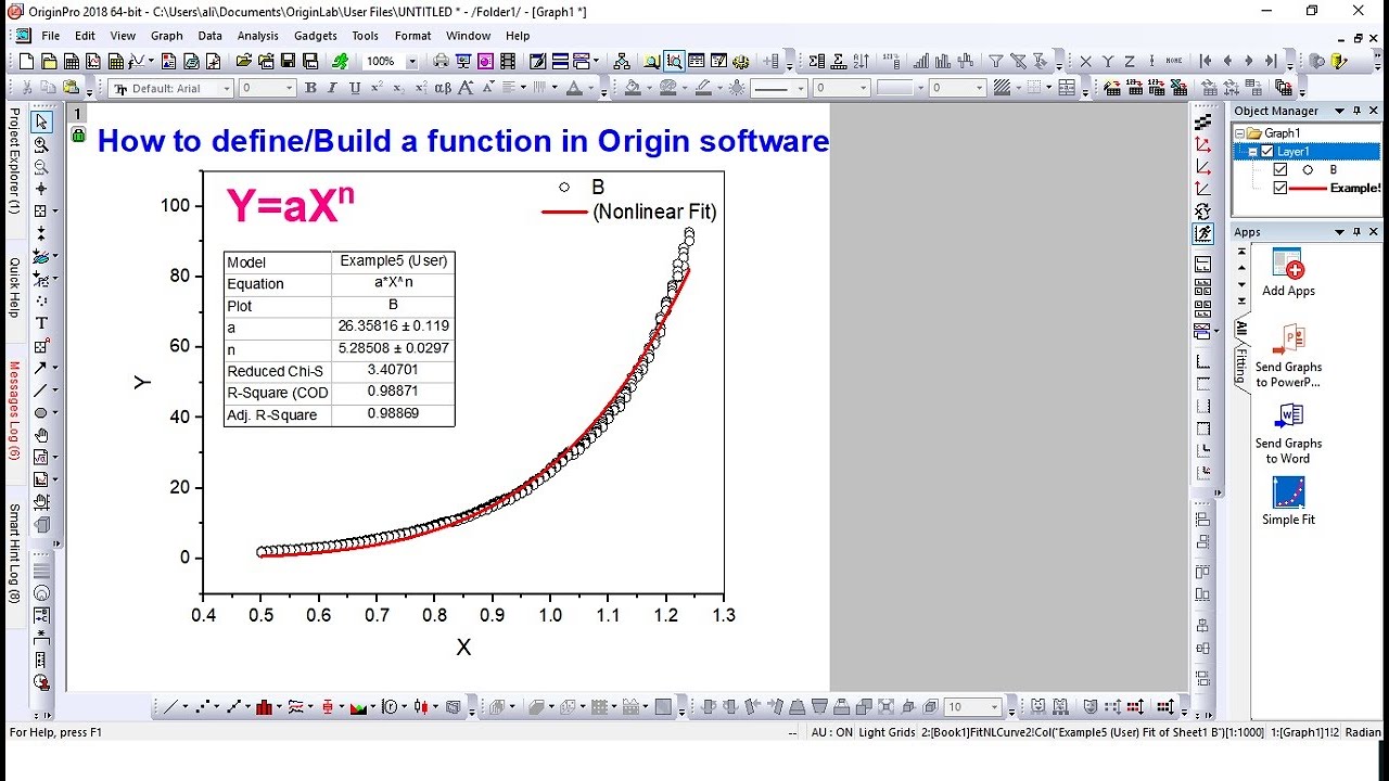 Defining a function in Origin for fitting any curve