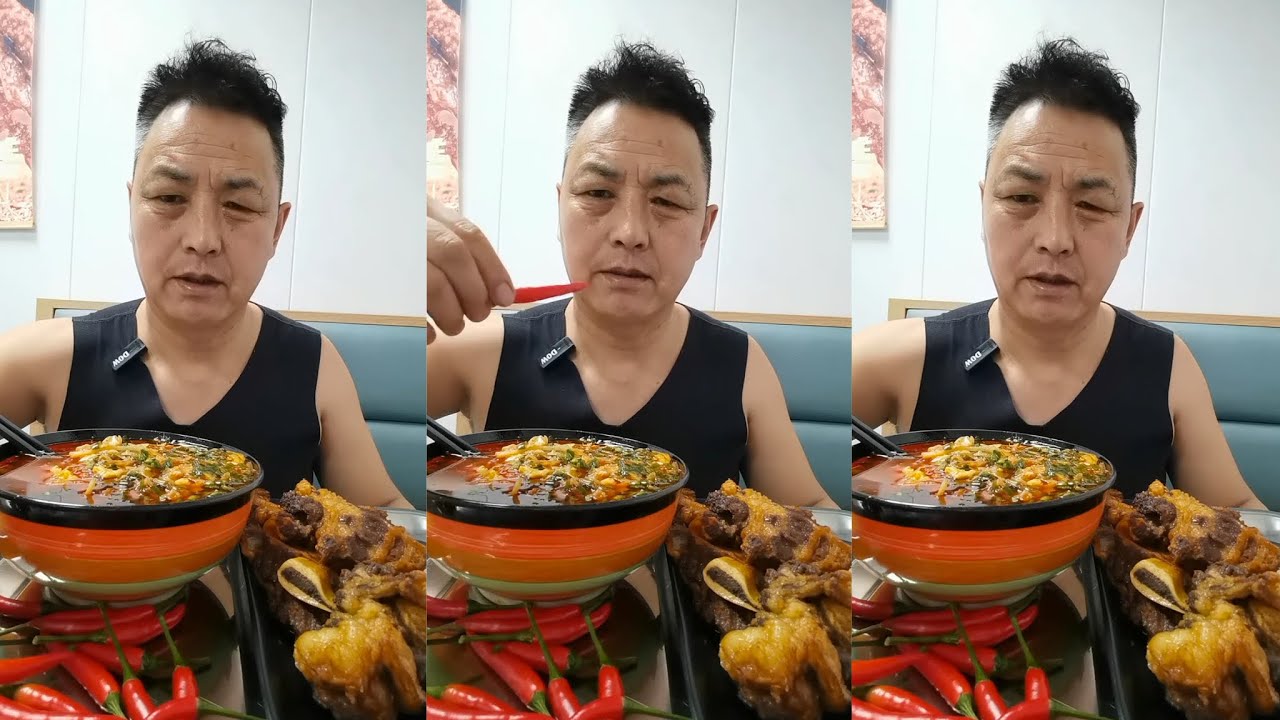 ASMR FRIED MUTTON AND SPICY NOODLES EATING 