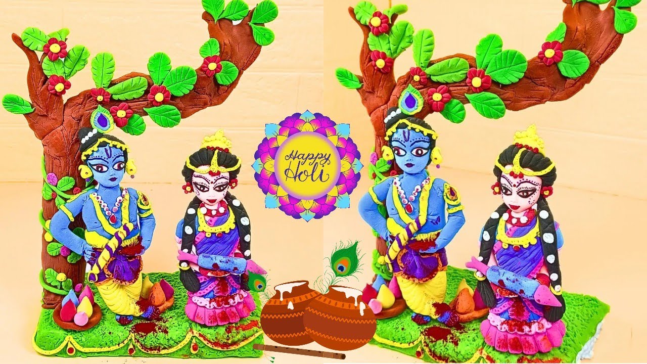 How to make Radha Krishna idol with clay || Holi special #clay #holispecial #radharani #krishna