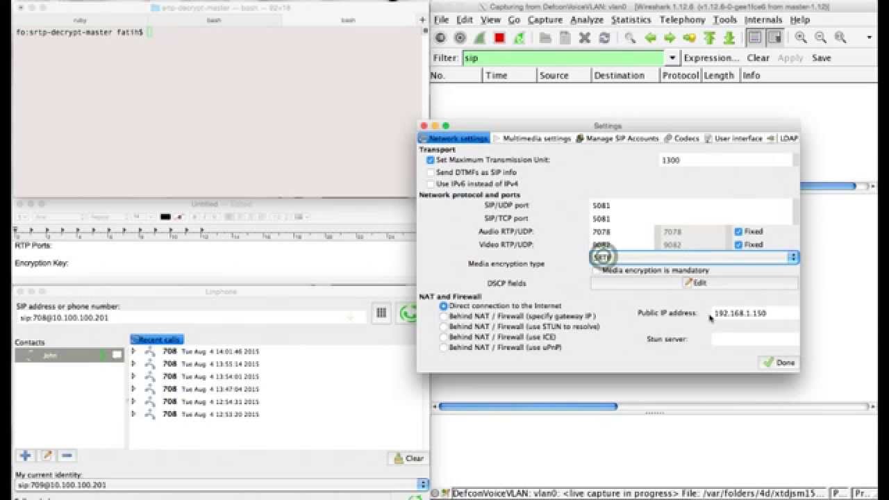 SDES based SRTP traffic decryption demo