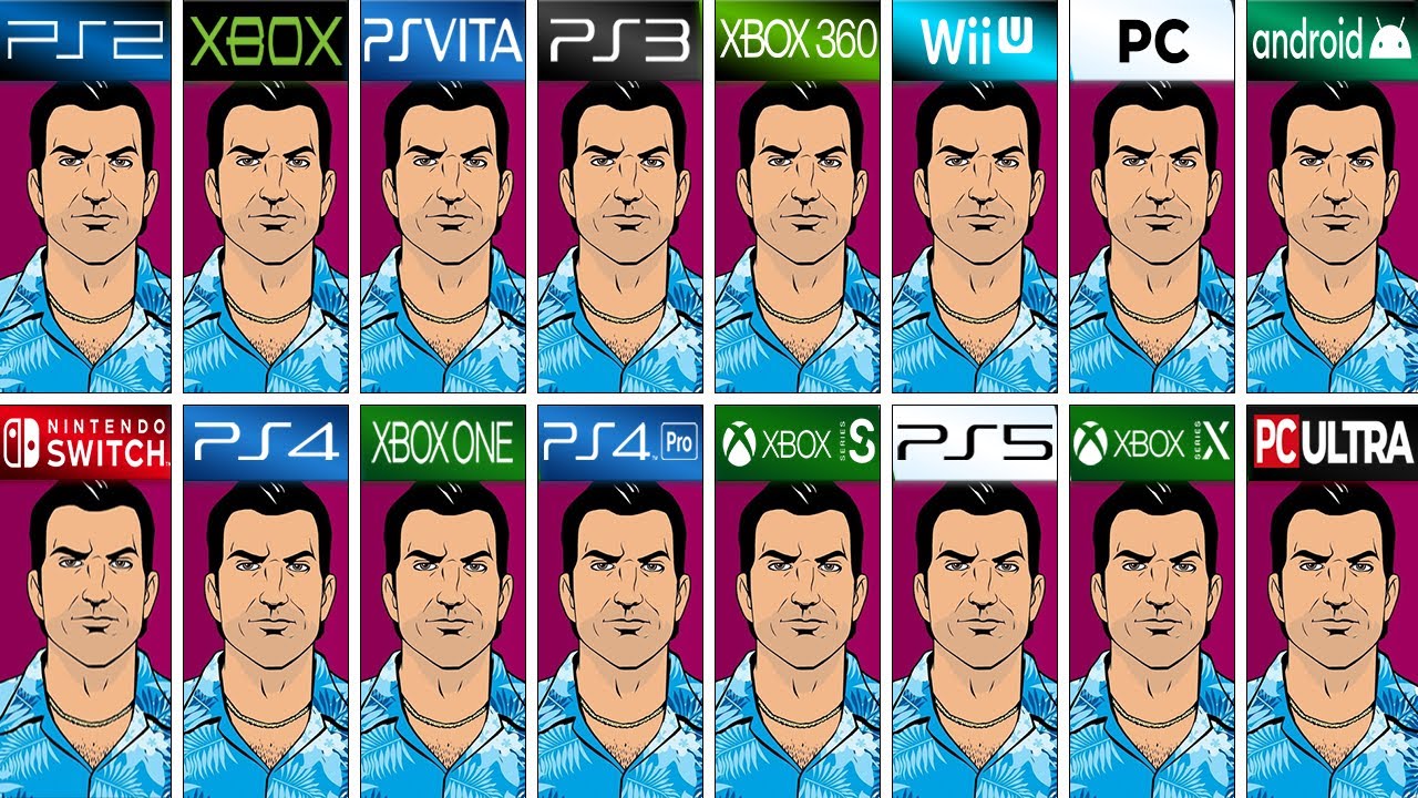 Comparing GTA Vice City in All Consoles (Side by Side) 4K
